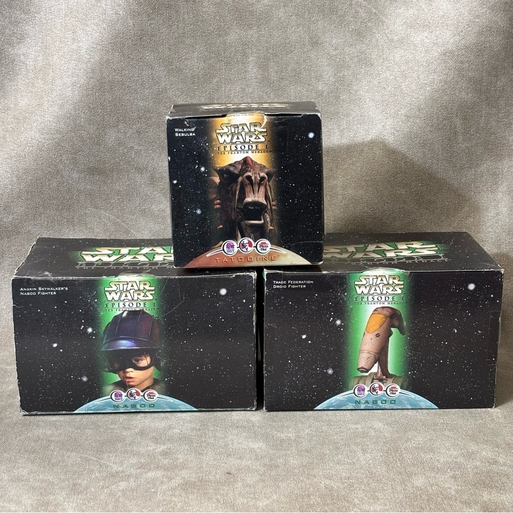 Lot of (3) 1999 Star Wars Phantom Menace KFC Toys - Never Opened!